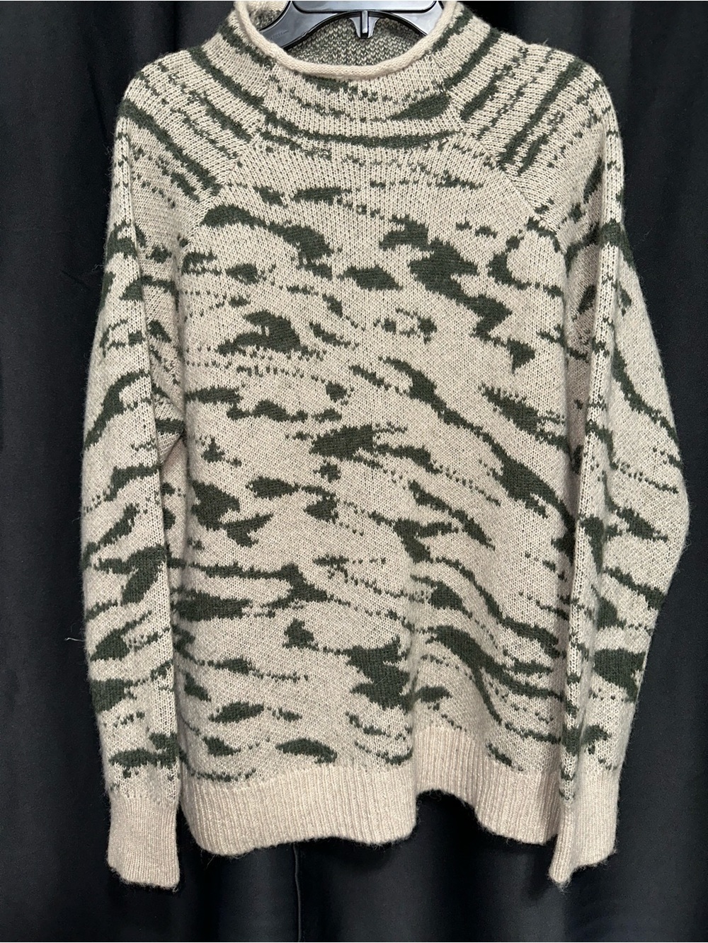 Madewell Thornton Mockneck Pullover Sweater Abstract Animal Print S